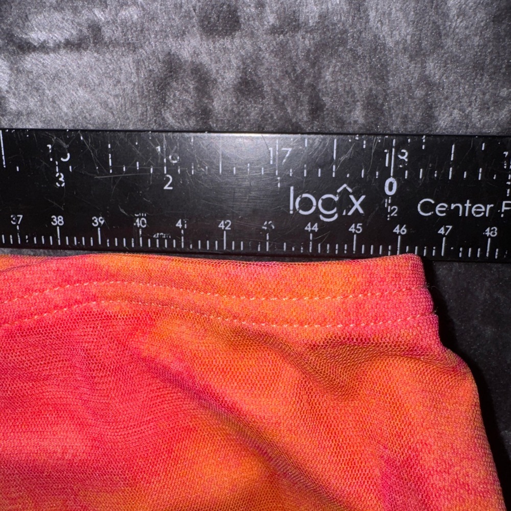 Giorgio Fiorlini Orange Red Tie Dye Mesh Maxi Skirt XL Lettuce Edge Column Skirt - Picture 8 of 10